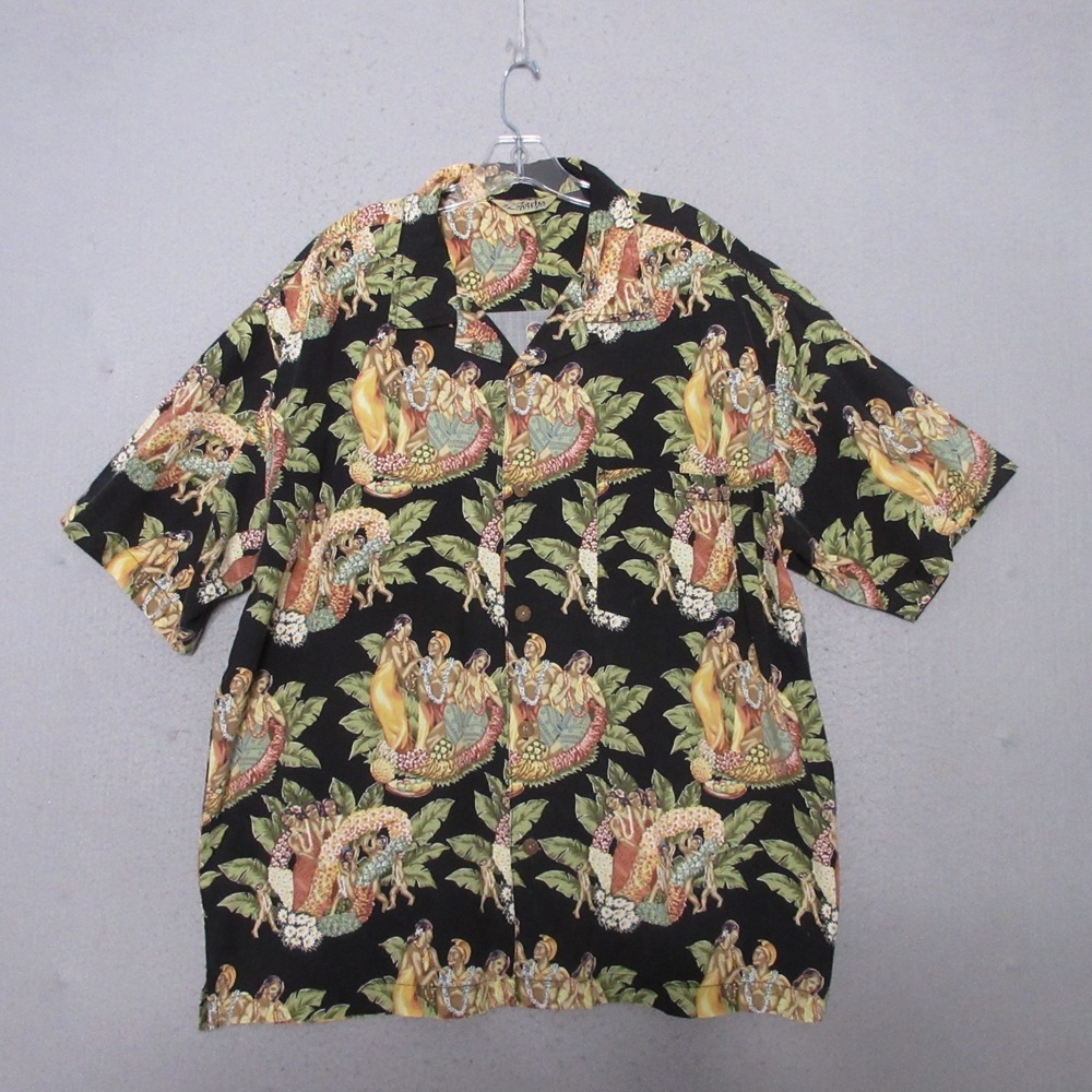 Vintage Gotcha Hawaiian Shirt Men XL Aloha‎ Luau Floral Koa Warriors 80s 90s